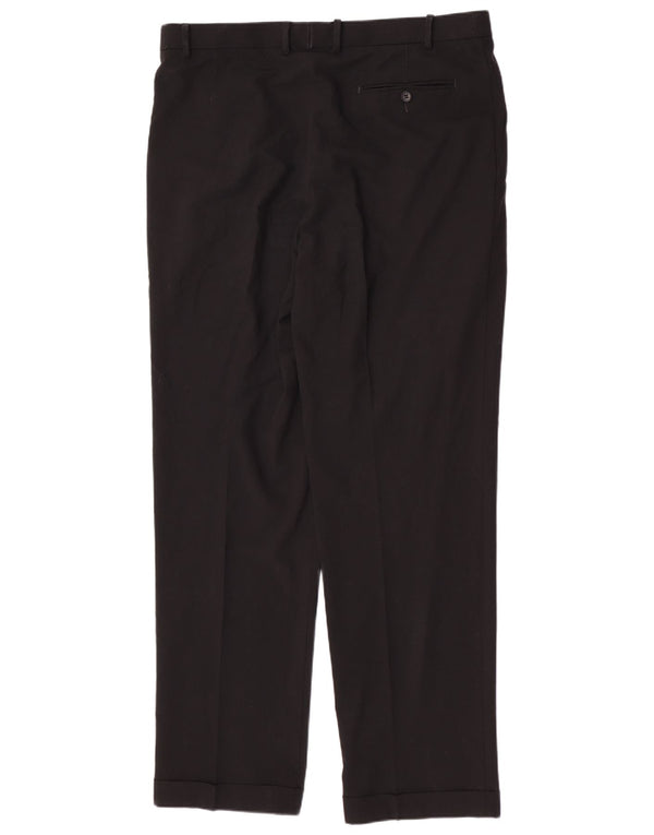 Pantaloni da abito regolari da uomo Marks & Spencer W38 L33 poliestere nero
