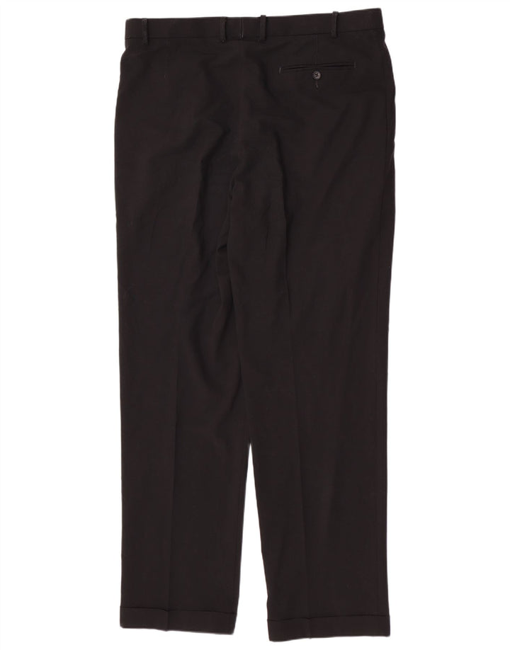 Pantaloni da abito regolari da uomo Marks & Spencer W38 L33 poliestere nero
