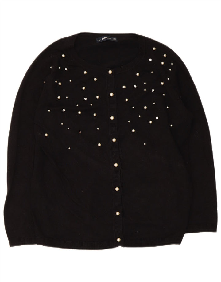 Maglione cardigan da donna Zara UK 14 grande viscosa nera
