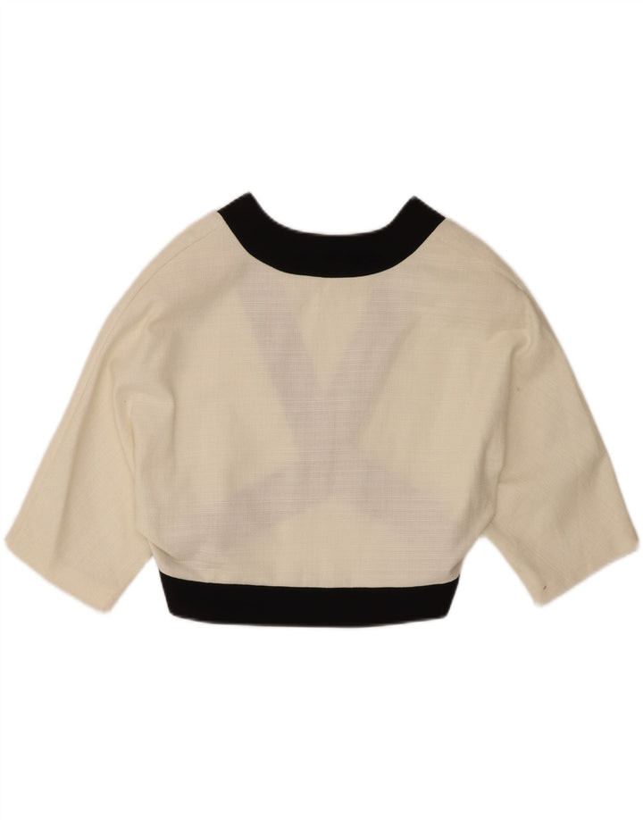 Top Bolero vintage da donna EU 44 XL in cotone bianco sporco