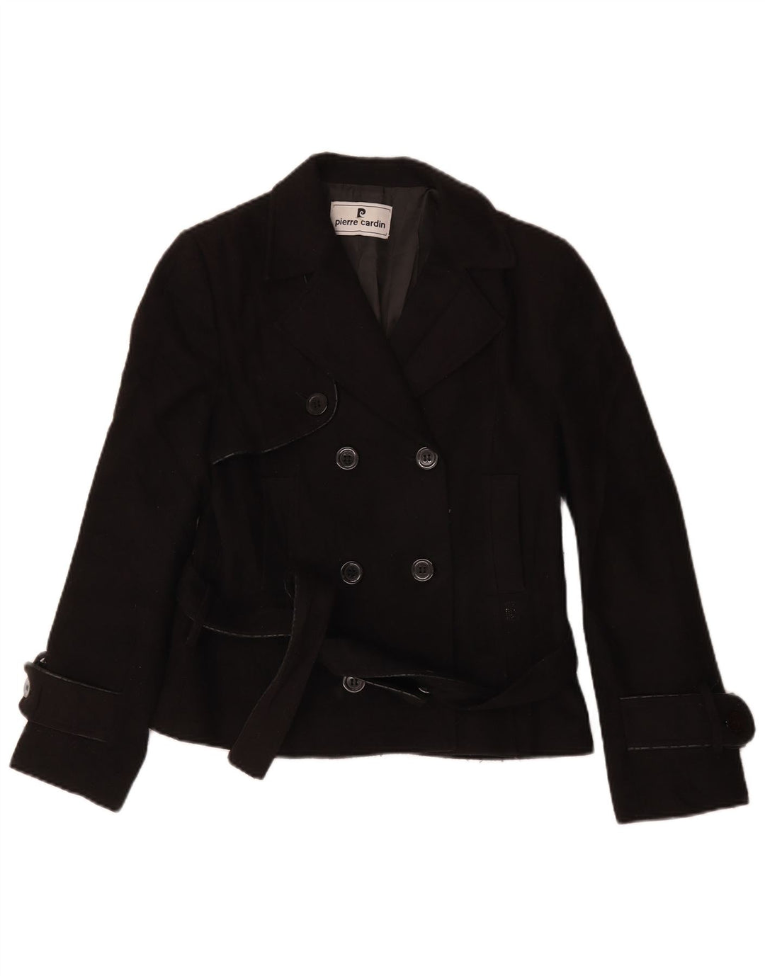 Cappotto da marinaio da donna Pierre Cardin IT 46 grande poliestere nero