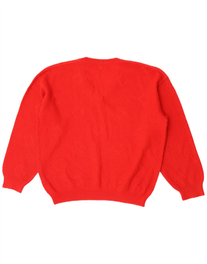 Maglione da uomo con scollo a V Mazzonetto piccolo rosso a rombi/diamante