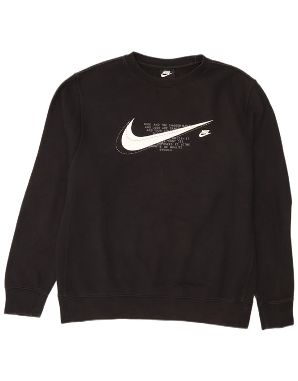Felpa Nike da uomo con vestibilità grafica regolare, maglione grande, cotone nero