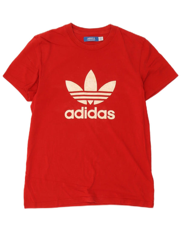 T-shirt grafica da uomo Adidas Top piccola in cotone rosso