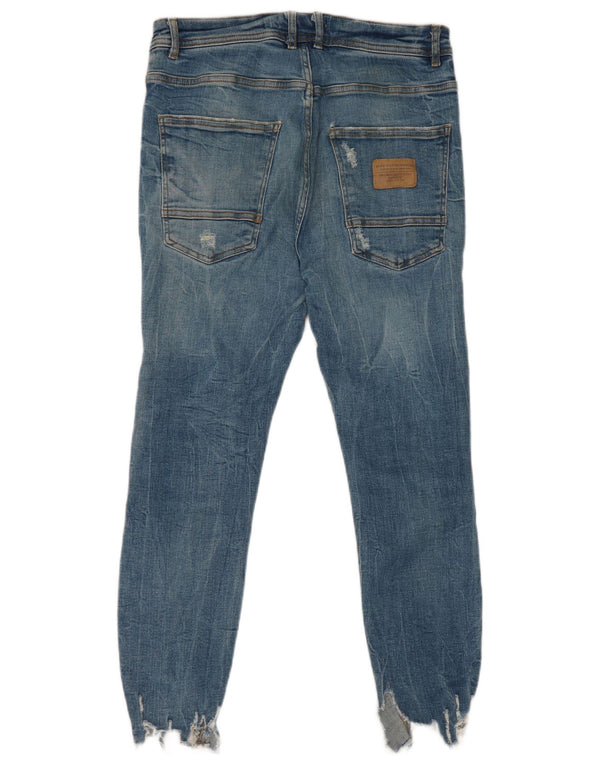 Jeans corti skinny da uomo Zara EU 42 Large W32 L25 cotone blu