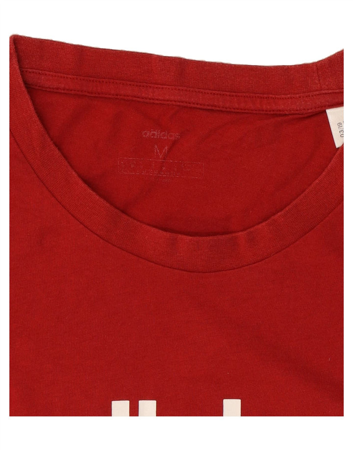 ADIDAS Womens Graphic T-Shirt Top UK 12/14 Medium Red Vintage Adidas and Second-Hand Adidas from Messina Hembry 