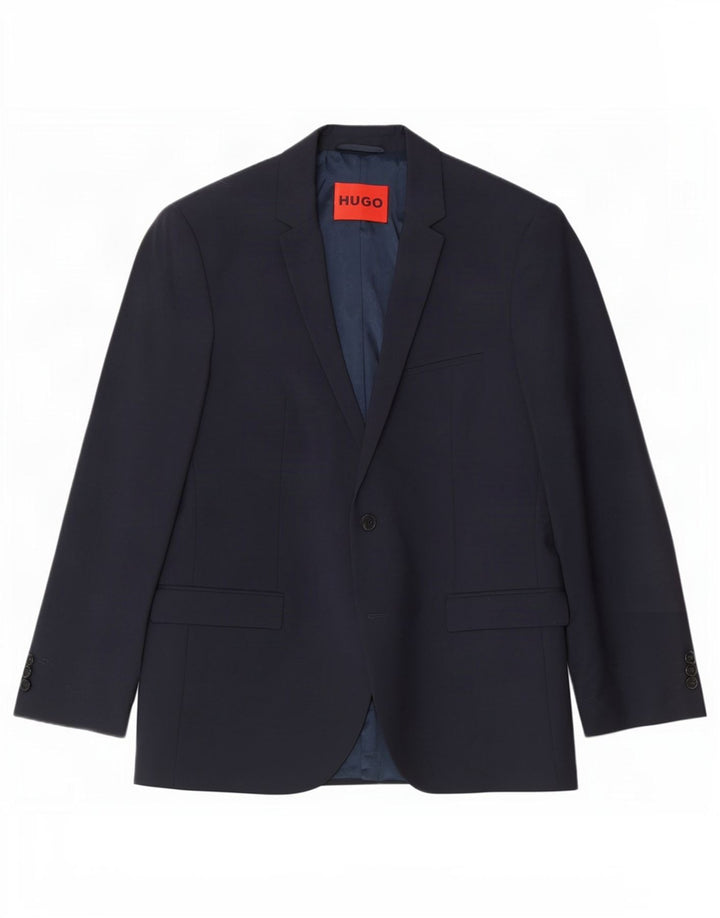 Giacca blazer da uomo a 2 bottoni Hugo Boss UK 54 2XL Lana vergine blu navy