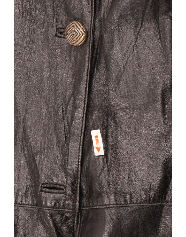 Cappotto oversize in pelle vintage da donna IT 46 grande nero