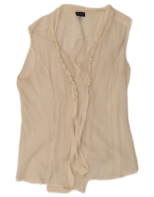 Top trasparente senza maniche da donna Armani Jeans US 8 bianco medio