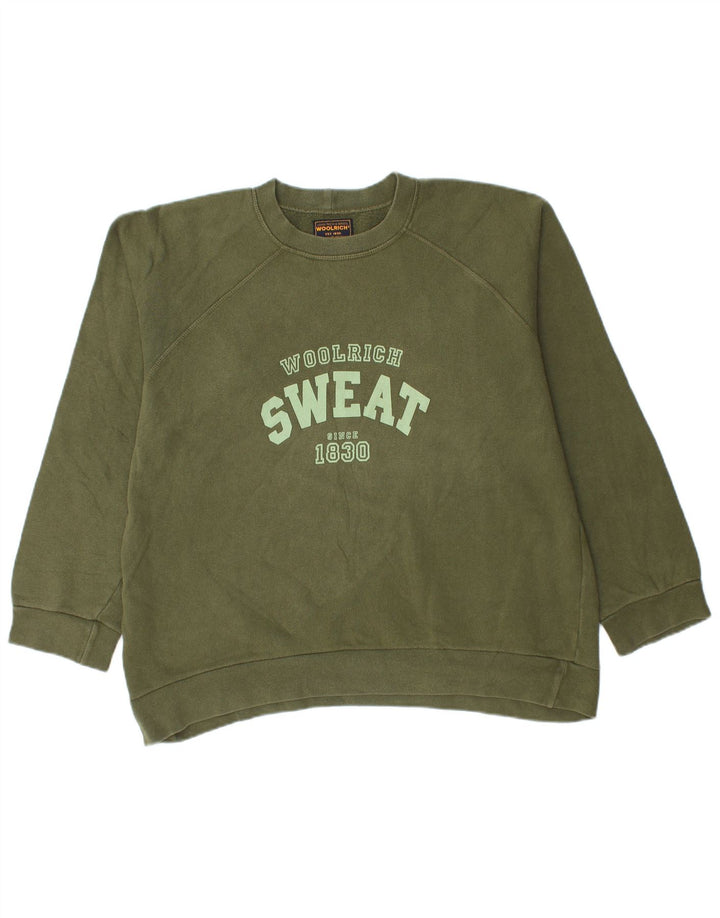 Felpa grafica da uomo Woolrich Maglione grande cotone verde
