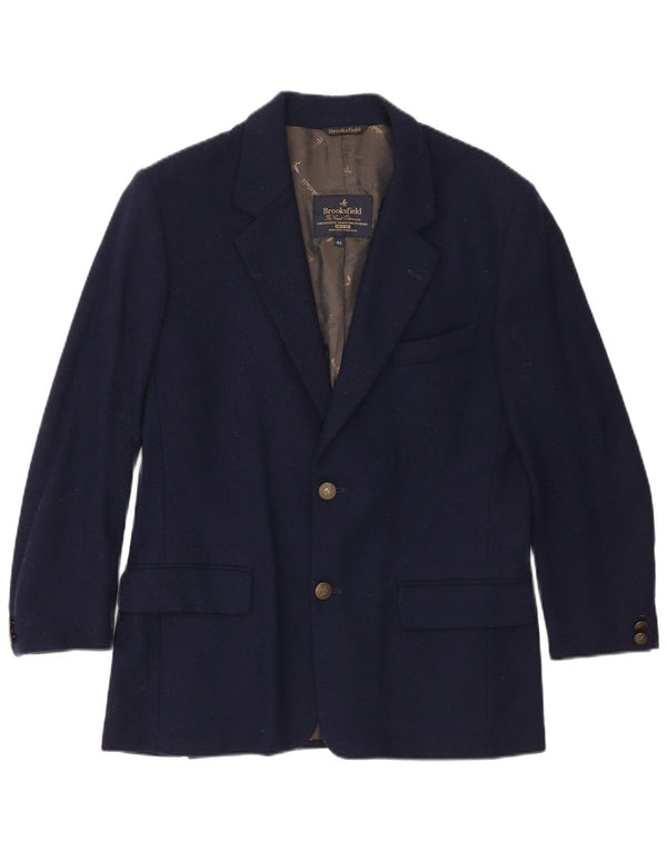 Giacca blazer da uomo a 2 bottoni con maniche a 3/4 Brooksfield IT 44 XS in lana blu navy