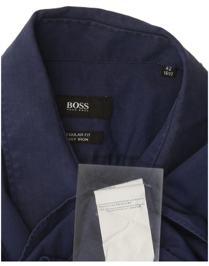 Camicia da uomo vestibilità regolare Hugo Boss taglia 41 grande cotone blu navy
