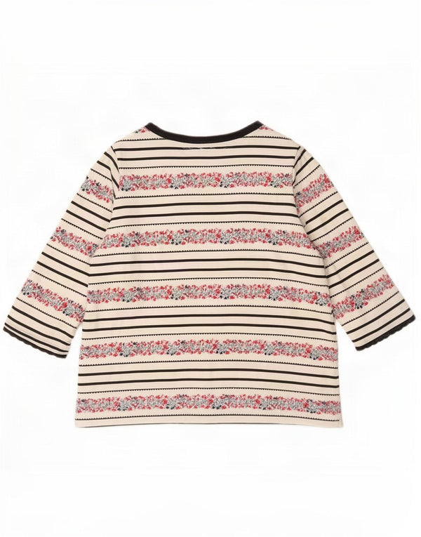Marks & Spencer Top da donna manica 3/4 UK 16 grande cotone a righe bianche
