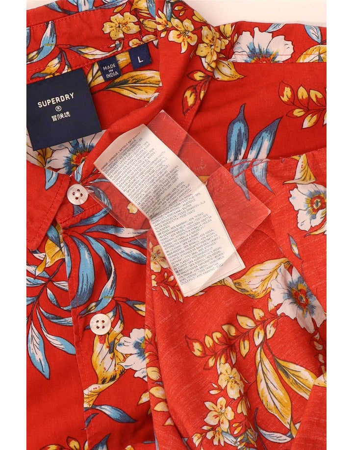 Camicia a maniche corte da uomo Superdry grande cotone floreale rosso
