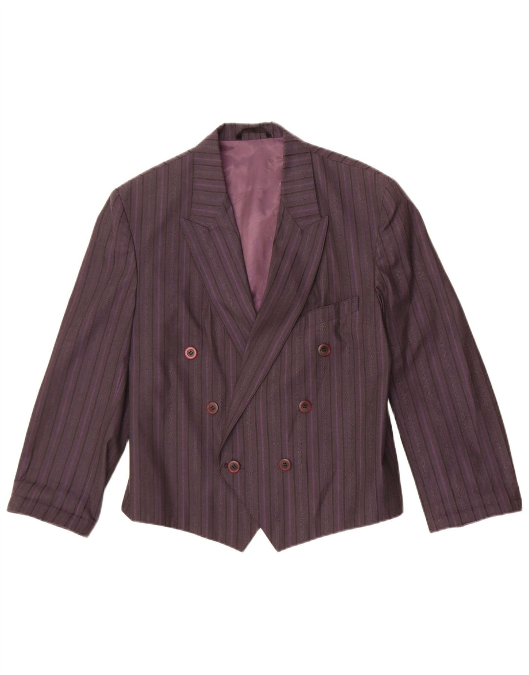 Giacca blazer doppiopetto vintage da donna UK 14 a righe viola medie