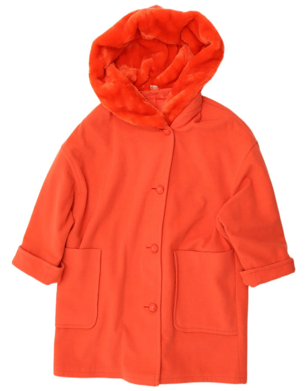 Soprabito vintage da donna con cappuccio UK 18 XL arancione in poliacrilico