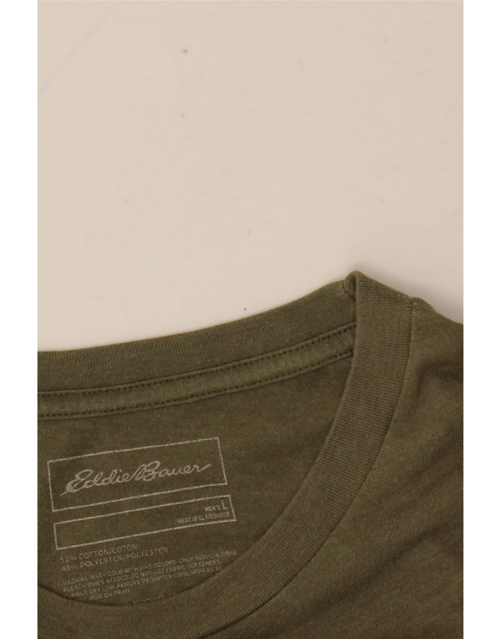 T-shirt grafica da uomo EDDIE BAUER Top grande in cotone kaki