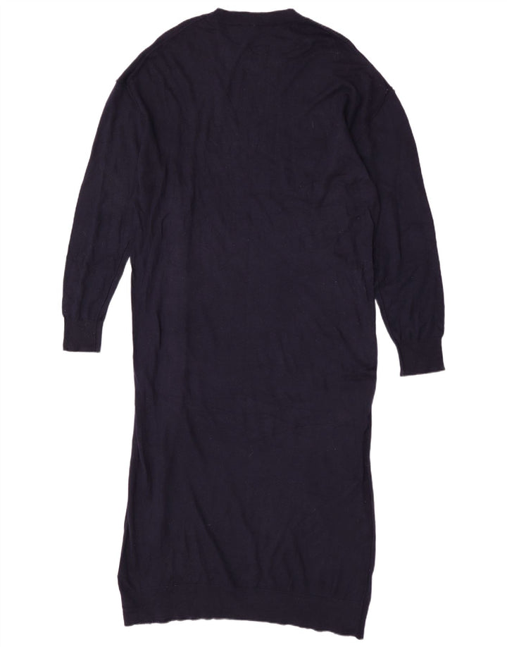 Abito maglione a maniche lunghe maxi da donna Zara UK 14 Poliestere blu navy medio