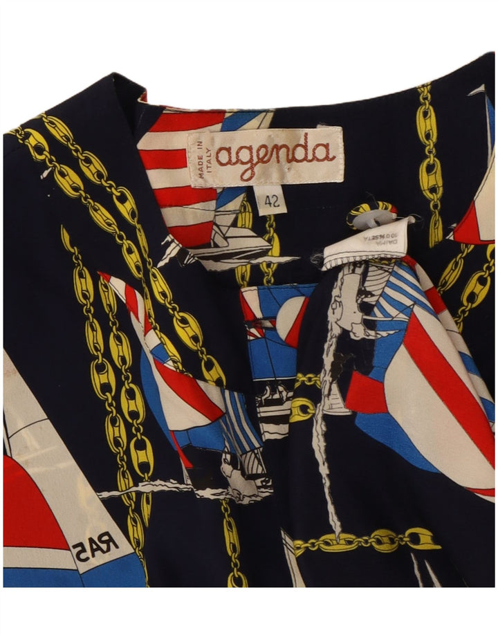 AGENDA Bomber da donna con motivo astratto IT 42 Medio Blu Navy Seta