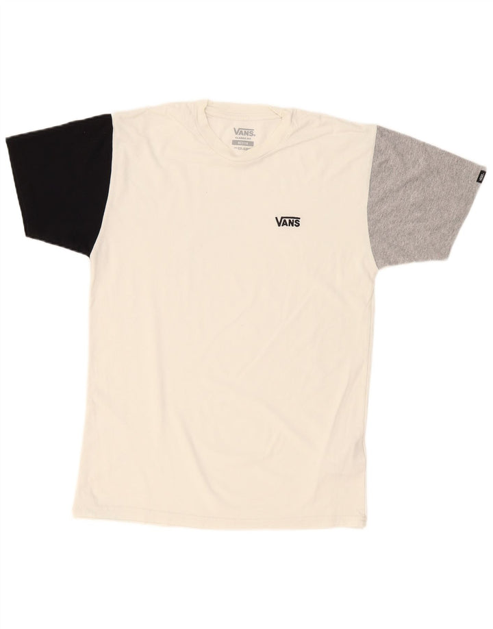 T-shirt da uomo Vans Classic Fit, maglietta in cotone color block bianco medio