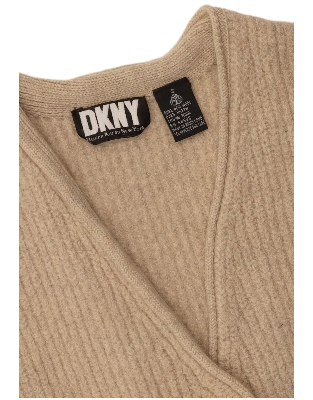 Maglione cardigan oversize da donna Dkny UK 10 piccolo in lana beige