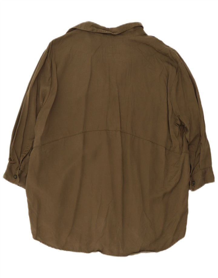 Camicia pullover oversize con maniche a 3/4 da donna Jack Wills UK 6 XS Khaki Lyocell