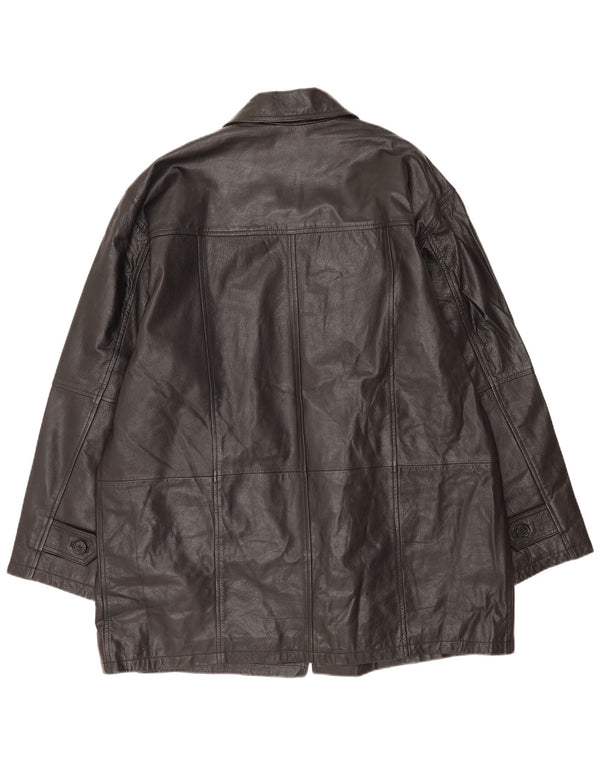 Cappotto in pelle vintage da uomo UK 44/46 XL in pelle nera