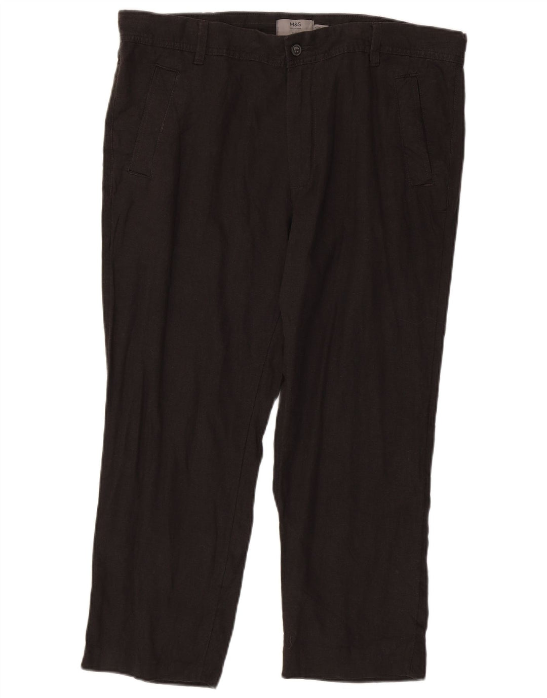 MARKS & SPENCER Pantaloni chino slim da uomo W36 L25 Lino grigio