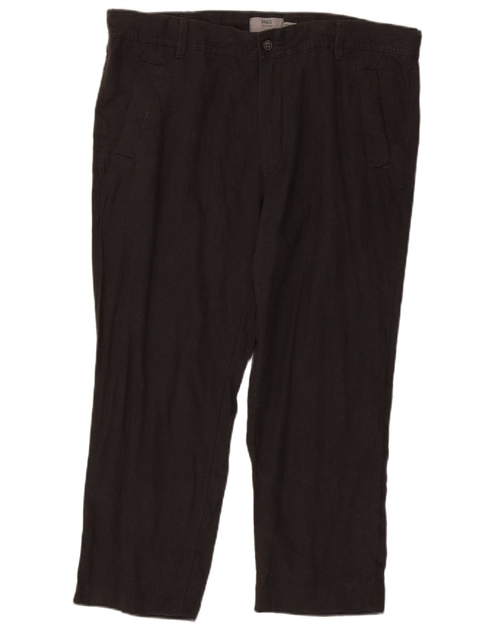 MARKS & SPENCER Pantaloni chino slim da uomo W36 L25 Lino grigio