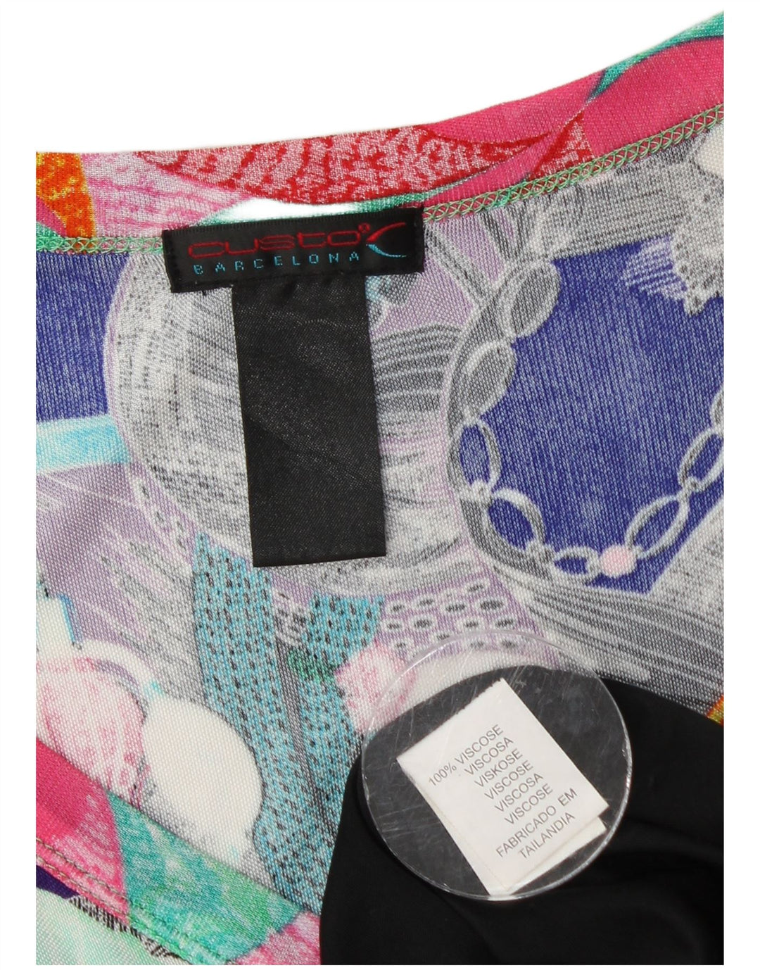 CUSTO BARCELONA Abito da donna a trapezio con motivo astratto UK 4 XS Viola