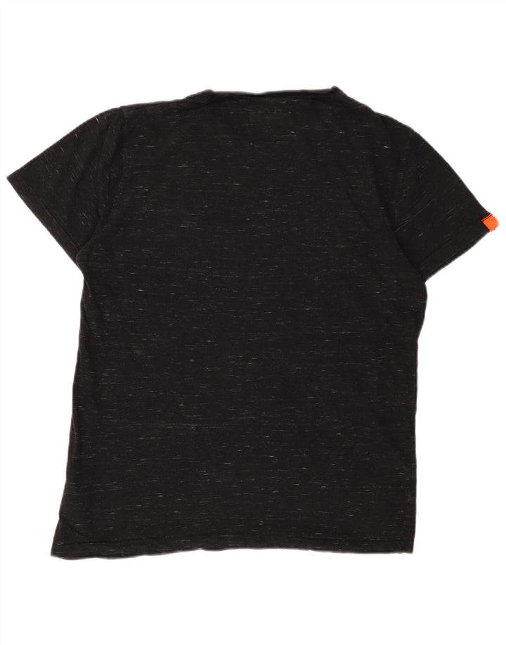 T-shirt da uomo SUPERDRY Top in cotone chiazzato nero medio