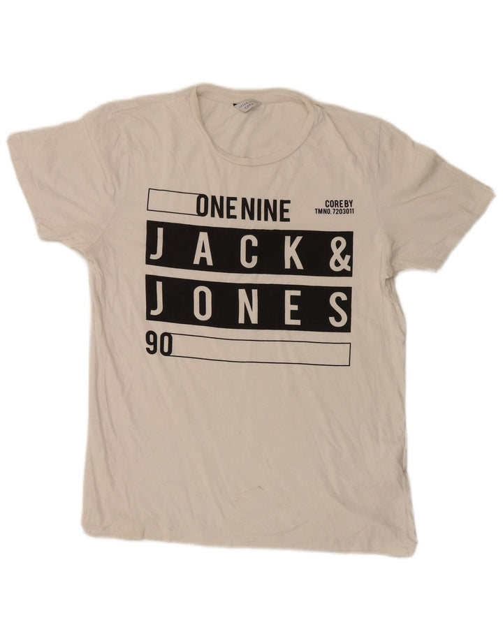 T-shirt grafica da uomo Jack & Jones Top in cotone bianco medio