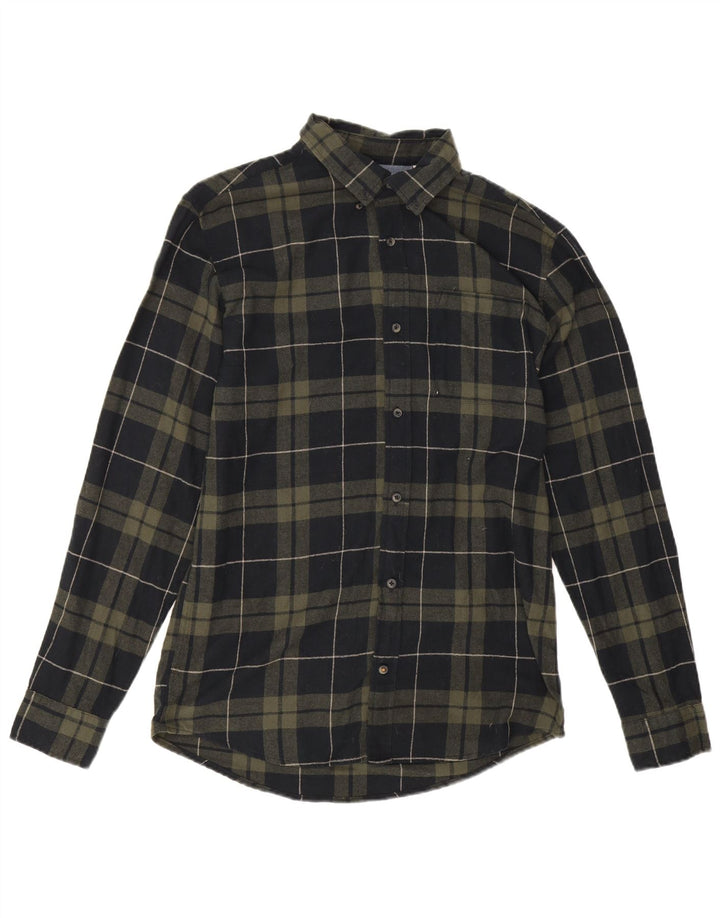 Jack & Jones Camicia da uomo in flanella di cotone a quadri verdi grandi