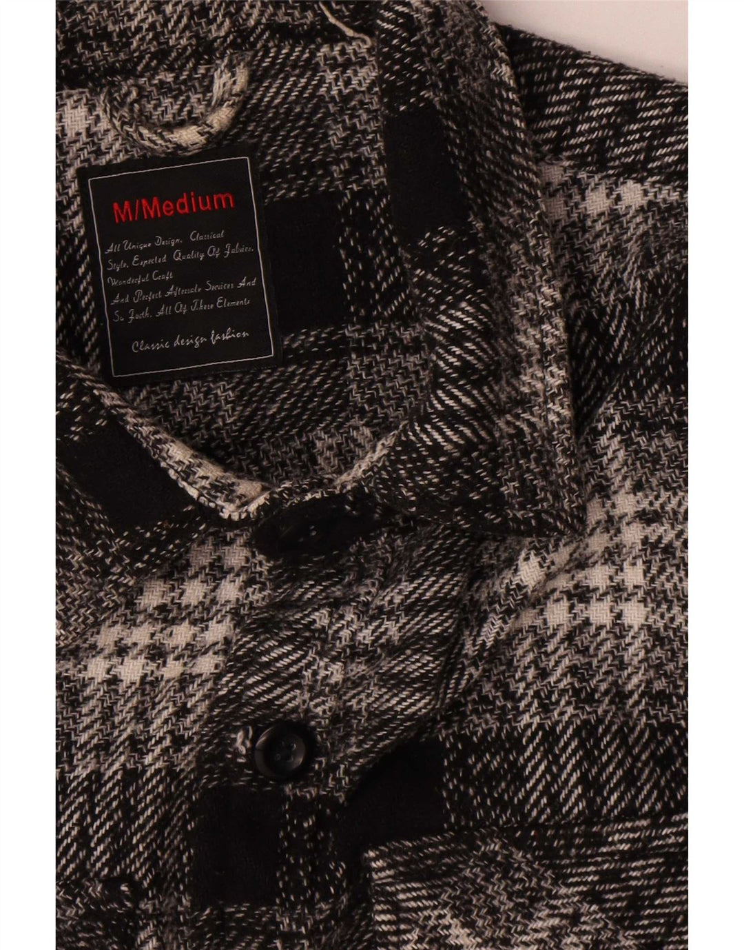 Camicia da uomo vintage in flanella, cotone medio a quadri neri