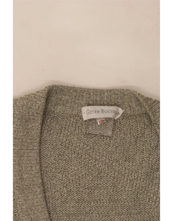 Maglione cardigan vintage da uomo IT 50 grande grigio