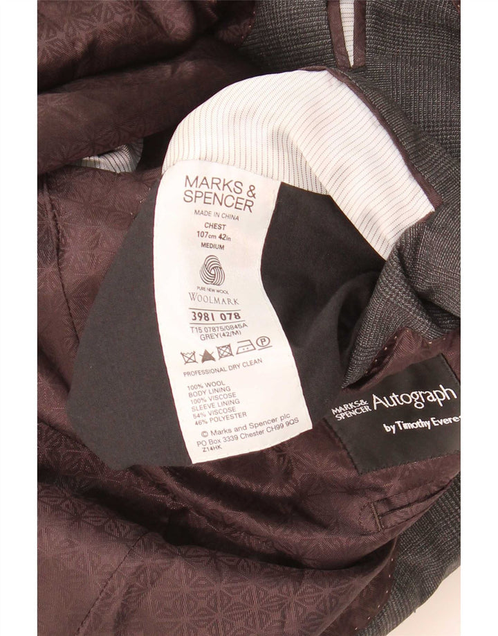 Giacca blazer autografa da uomo Marks & Spencer UK 42 Large Grey Check