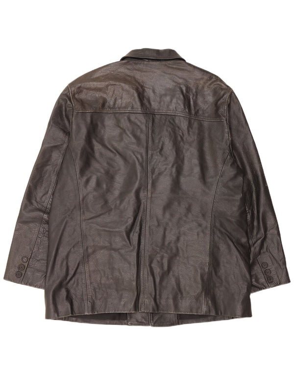 Giacca in pelle vintage da uomo UK 44 2XL Pelle nera