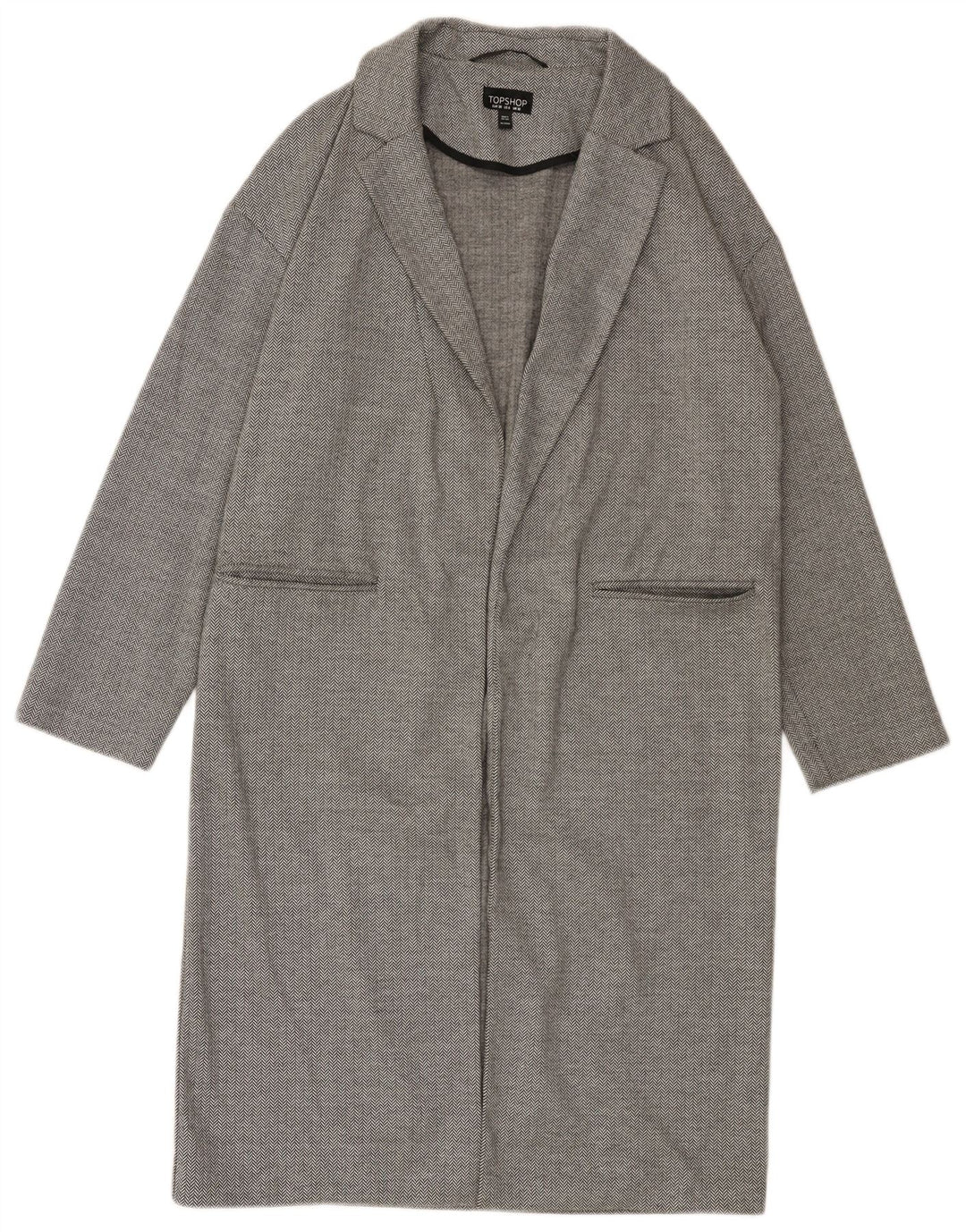 Soprabito oversize aperto da donna Topshop UK 10 piccolo grigio a spina di pesce