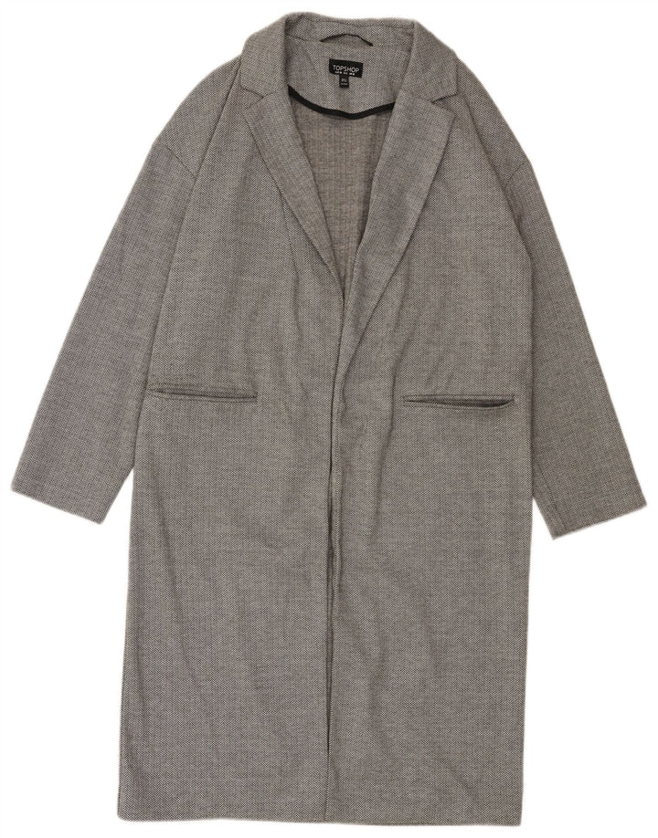 Soprabito oversize aperto da donna Topshop UK 10 piccolo grigio a spina di pesce