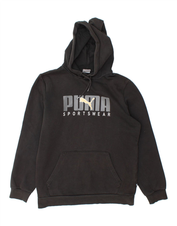 PUMA Mens Graphic Hoodie Jumper Small Black Cotton Vintage Puma and Second-Hand Puma from Messina Hembry 