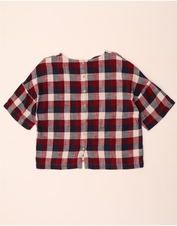 Camicia Zara da donna a maniche corte camicetta UK 16 grande quadretto multicolore