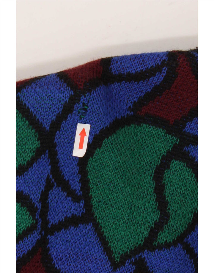 Maglione cardigan vintage da donna con motivo astratto UK 18 XL multicolore