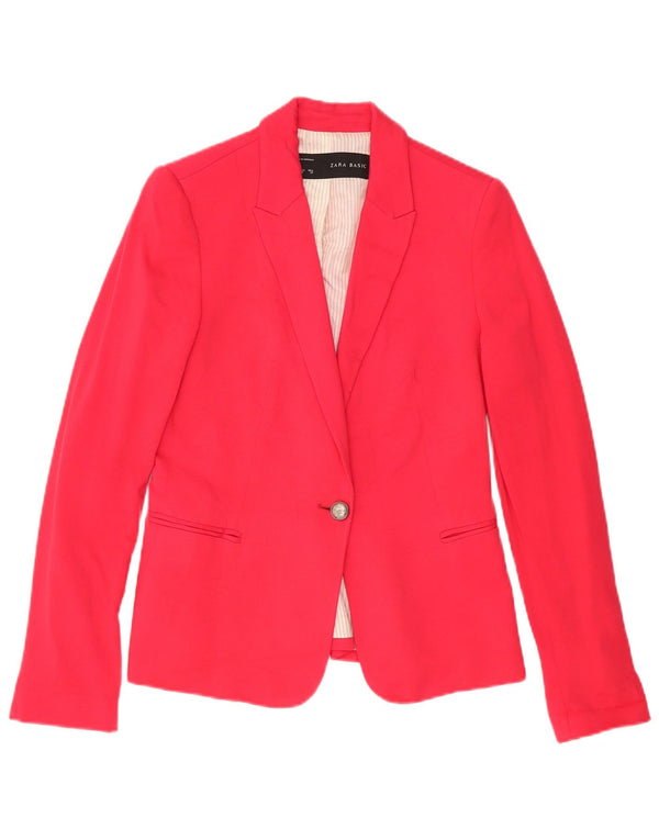 Giacca blazer a 1 bottone da donna Zara UK 12 viscosa rosa medio