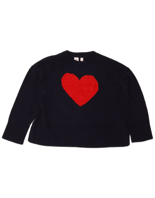 Maglione maglione girocollo con grafica per ragazze Gap 11-12 anni XL cuore blu navy