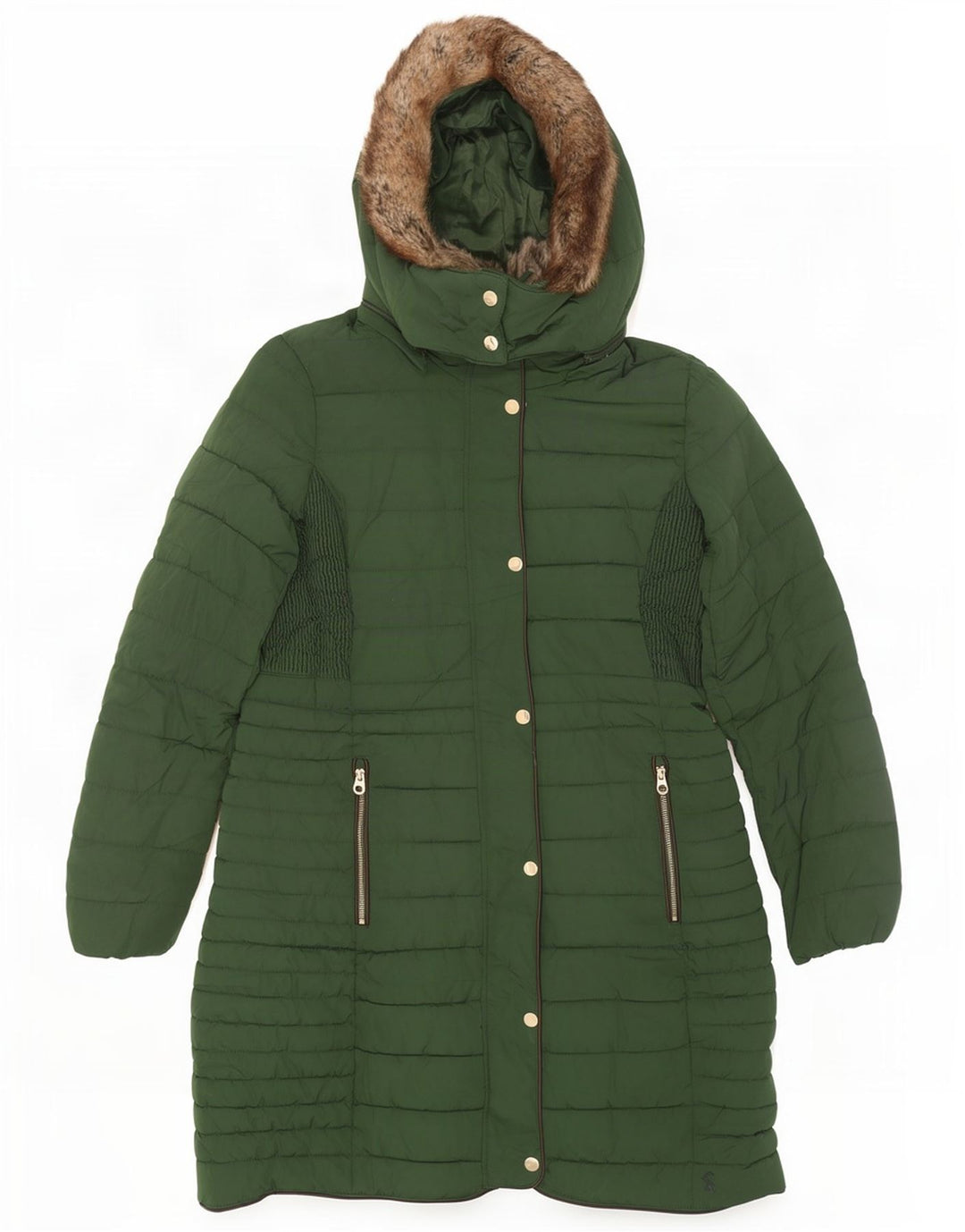 Cappotto imbottito con cappuccio da donna Joules UK 12 Poliestere verde medio