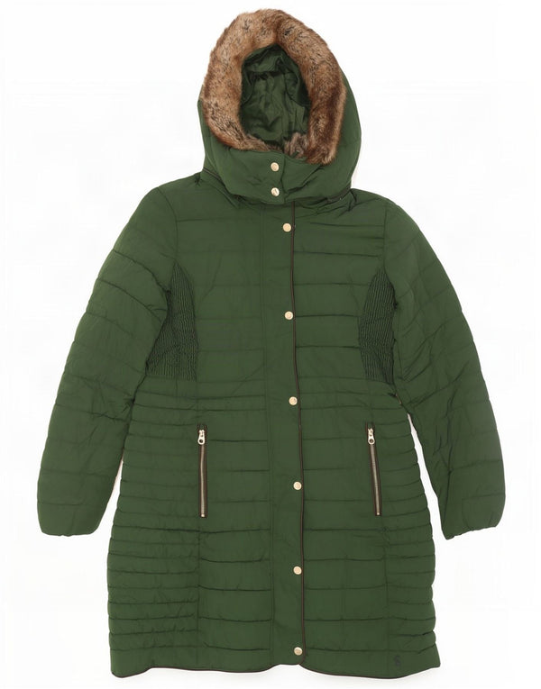 Cappotto imbottito con cappuccio da donna Joules UK 12 Poliestere verde medio