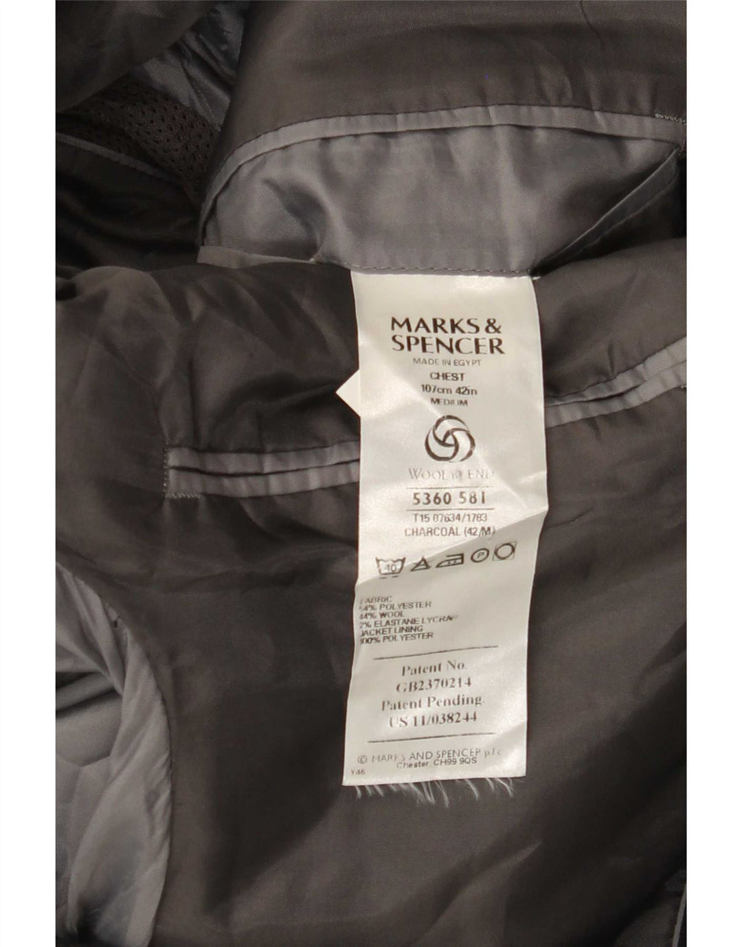 Giacca blazer a 3 bottoni Marks & Spencer da uomo UK 42 grande poliestere grigio