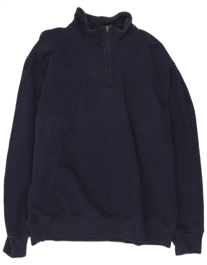 Felpa da uomo con zip e collo IZOD, grande, in cotone blu navy