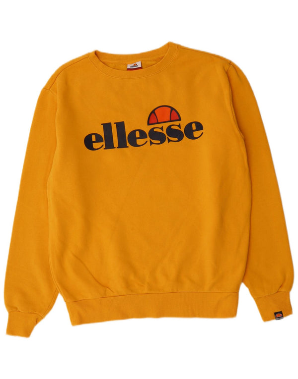 ELLESSE Felpa oversize con grafica da donna Maglione UK 12 Giallo medio