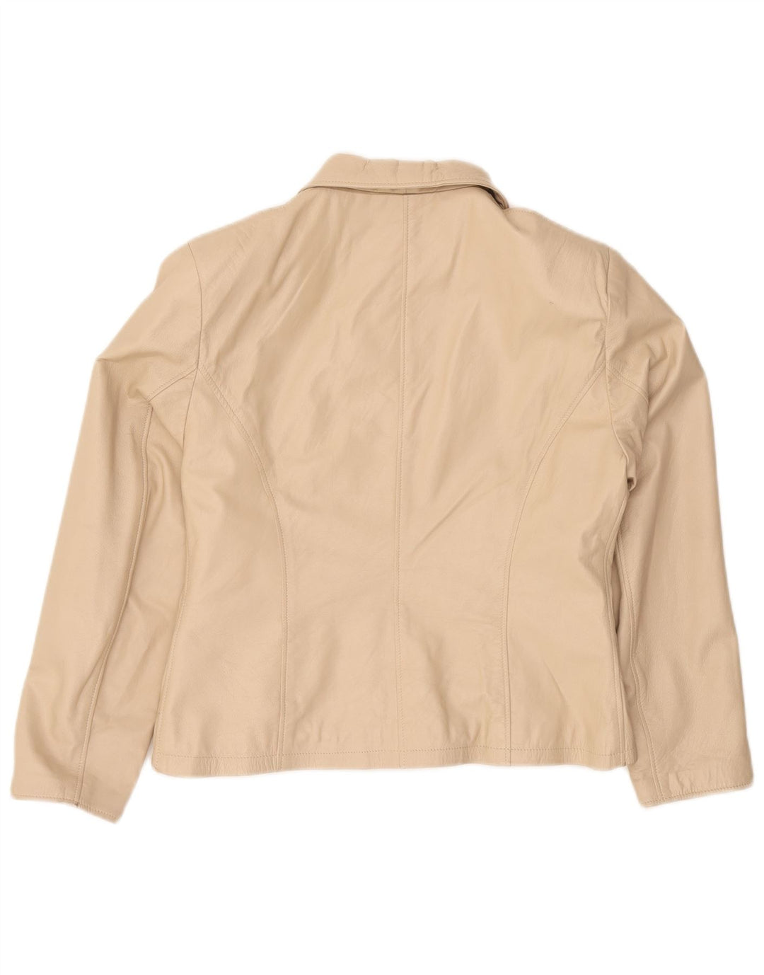 Giacca in pelle vintage da donna UK 18 XL in pelle beige